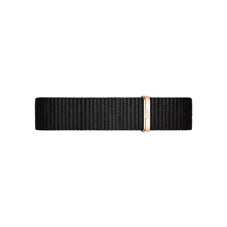 Daniel Wellington 12mm Petite Cornwall Uhrenarmband NATO Schwarz mit Roséschliesse