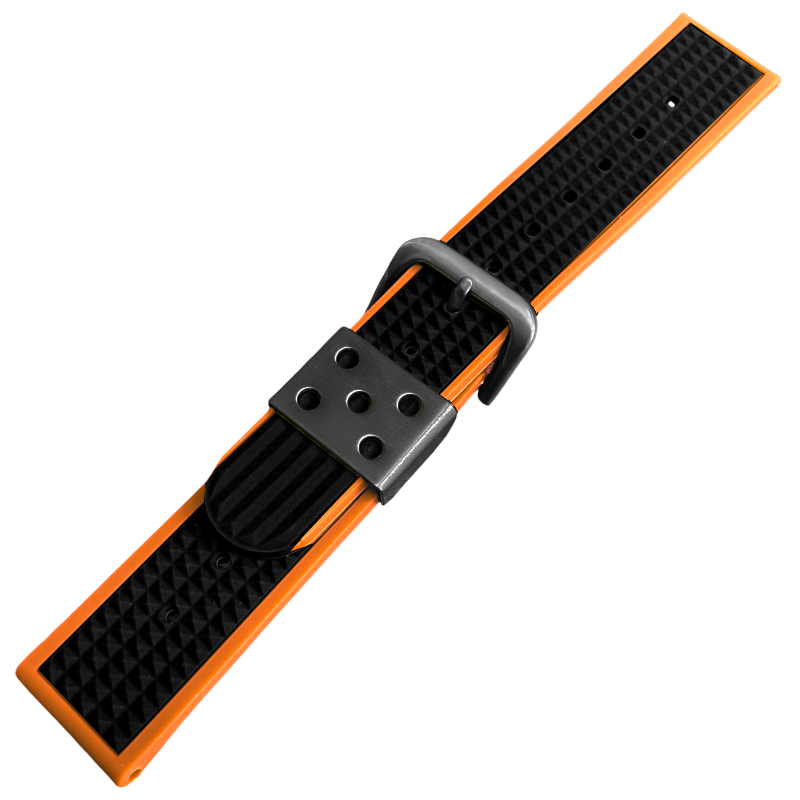 Waffle Strap Uhrenarmband Gummi Orange Schwarz