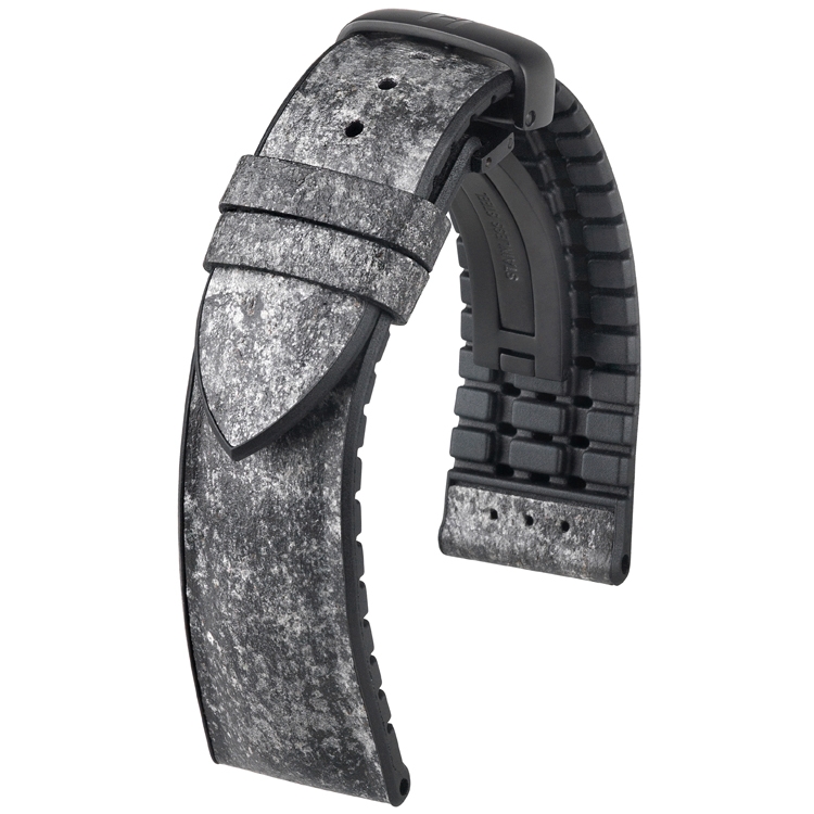 Hirsch Stone Performance Uhrenarmband Schiefer / Kautschuk - Grau - 20mm