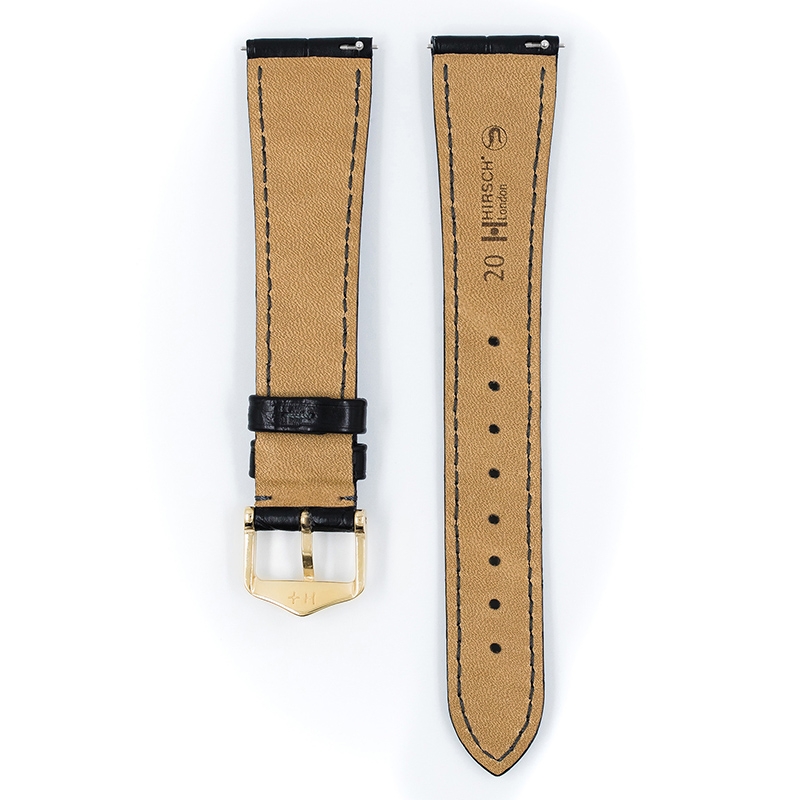 Hirsch London Louisiana Alligator Uhrenarmband Matt Schwarz