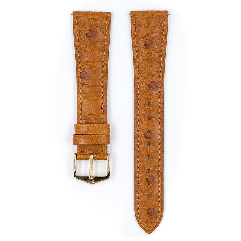 Hirsch Massai Uhrenarmband Straussenleder Goldbraun