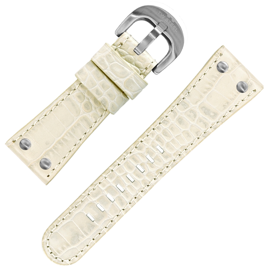 TW Steel Goliath Uhrenarmband Elfenbein Kroko Kalbsleder 26mm