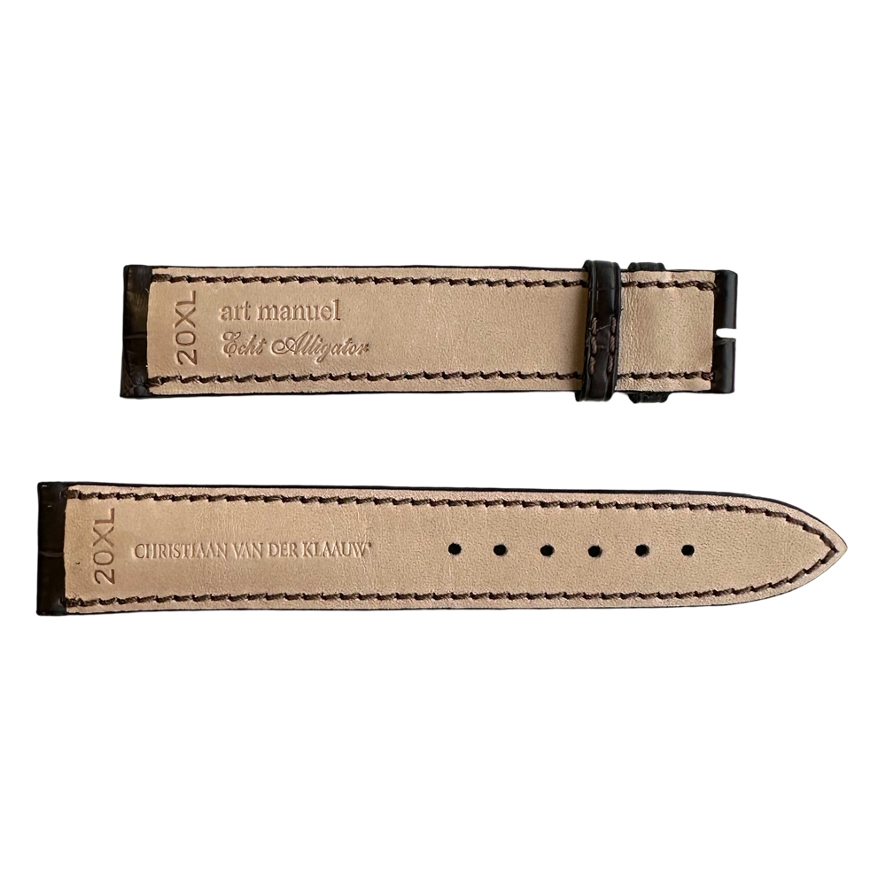 Original Christiaan van der Klaauw Uhrenarmband Echtes Alligatorleder Dunkelbraun XL 20mm