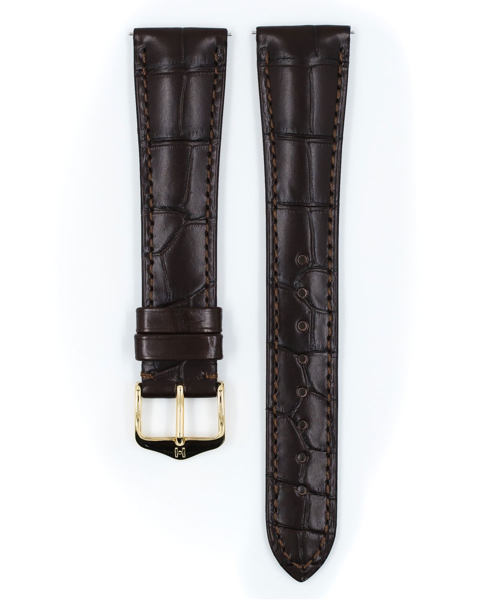 Hirsch London Louisiana Uhrenarmband Alligator Matt Dunkelbraun