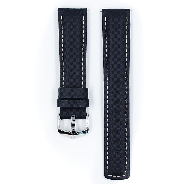 Hirsch Carbon Uhrenarmband 100 m Water-Resistant Blau
