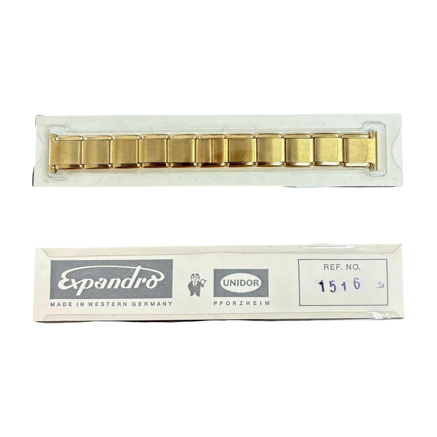 Expandro Goldfarbiger Stahl Zugband 1516 - Vintage NOS 70er Jahre - 18/16mm