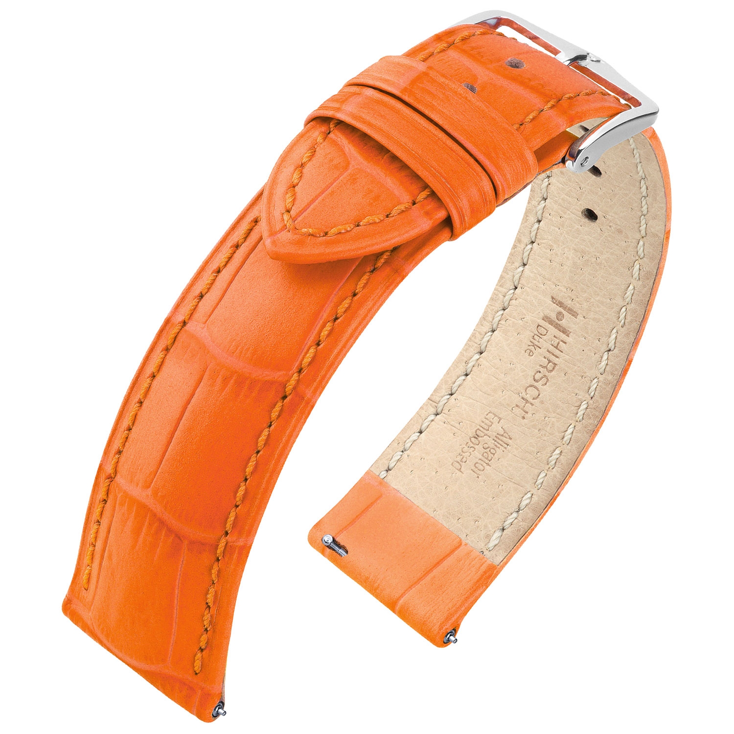 Hirsch Duke Uhrenarmband Alligatorgrain Orange