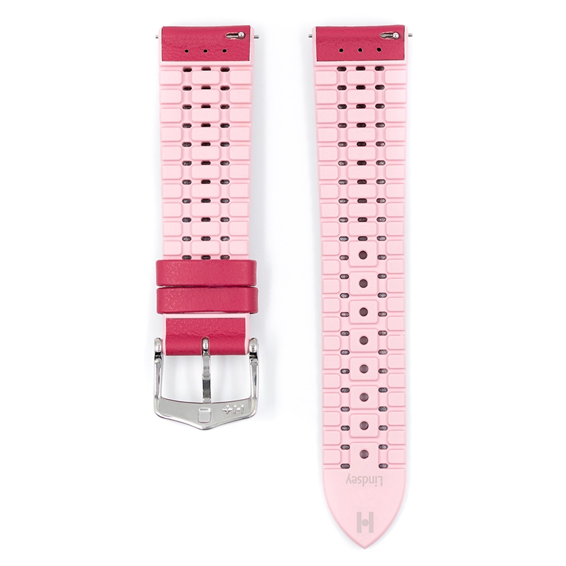 Hirsch Lindsey Performance Uhrenarmband Leder Pink / Kautschuk Rosa