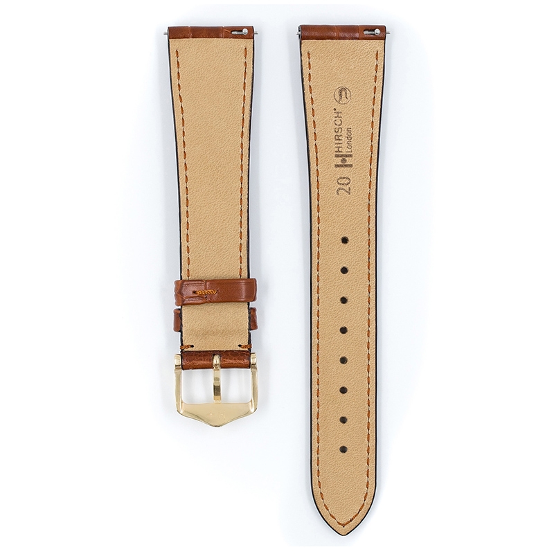 Hirsch London Louisiana Alligator Uhrenarmband Matt Goldbraun