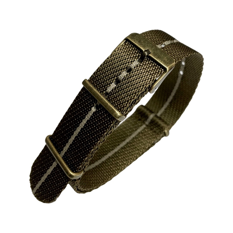Slanted Khaki Sand NATO Uhrenarmband G10 Military Nylon Strap - BRONZE 22mm
