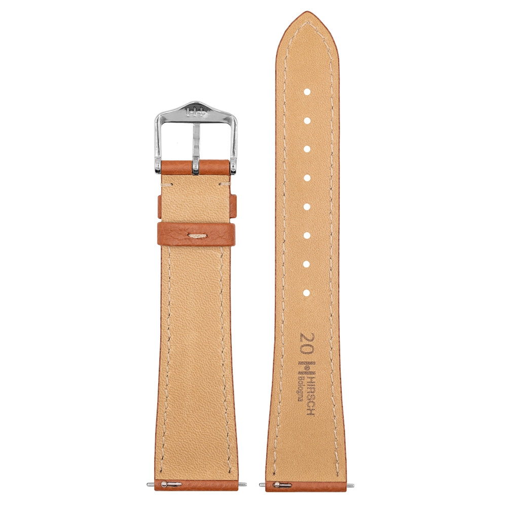Hirsch Bologna Uhrenarmband Strukturiertes Epsom Kalbsleder Goldbraun
