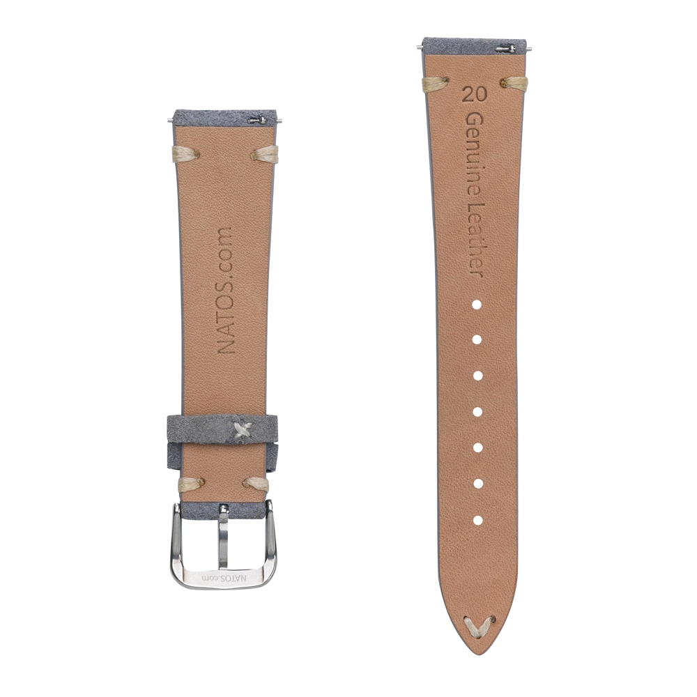 Wildleder Vintage Uhrenarmband V-Stitch Grau