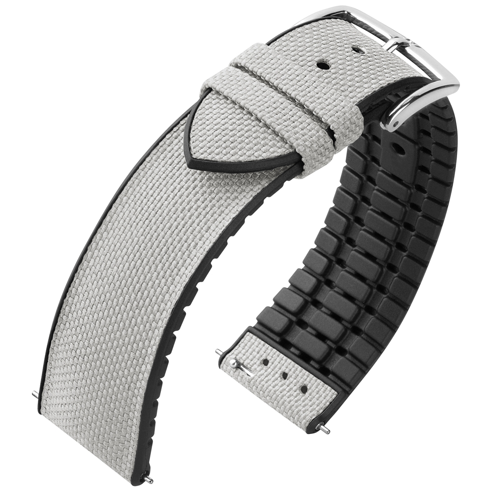 Hirsch Arne Performance Recyceltes Uhrenarmband Graues PET / Schwarzer Kautschuk