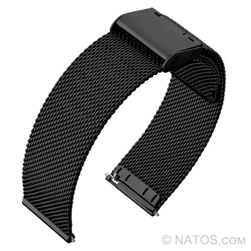 Milanaise Mesh Uhrenarmband 0.6 Fein Gewebter Stahl Schwarz
