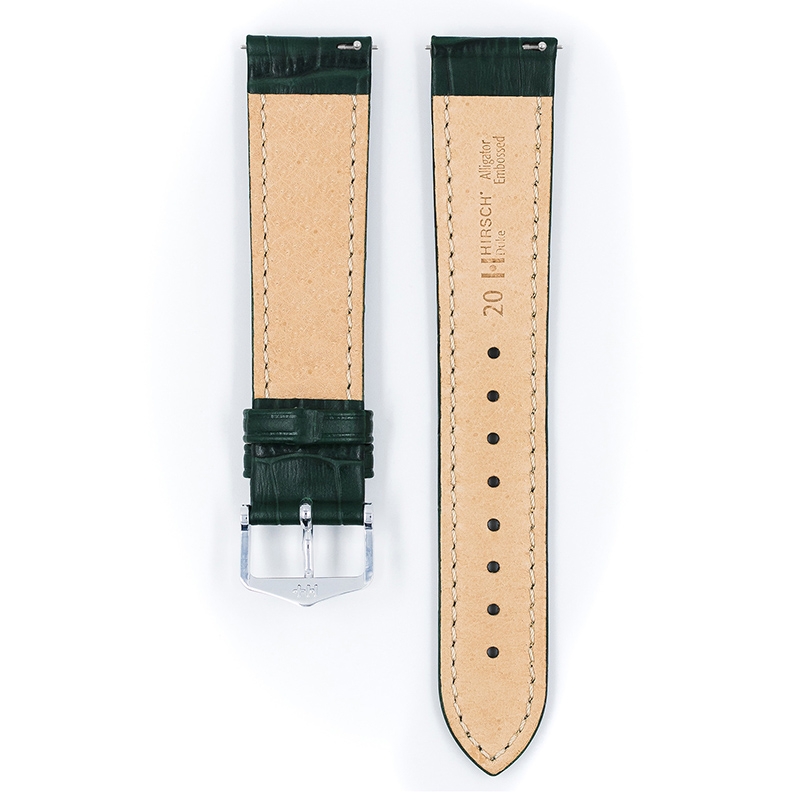 Hirsch Duke Uhrenarmband Alligatorgrain Grün