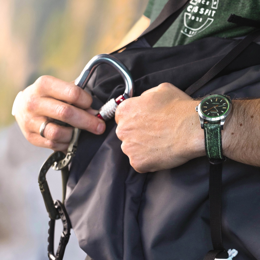 Hirsch Stone Performance Uhrenarmband Schiefer / Kautschuk - Grün