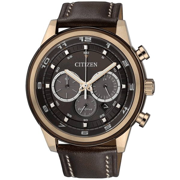 Citizen Eco-Drive Chronograph CA4037-01W Uhrenarmband Dunkelbraun 22mm