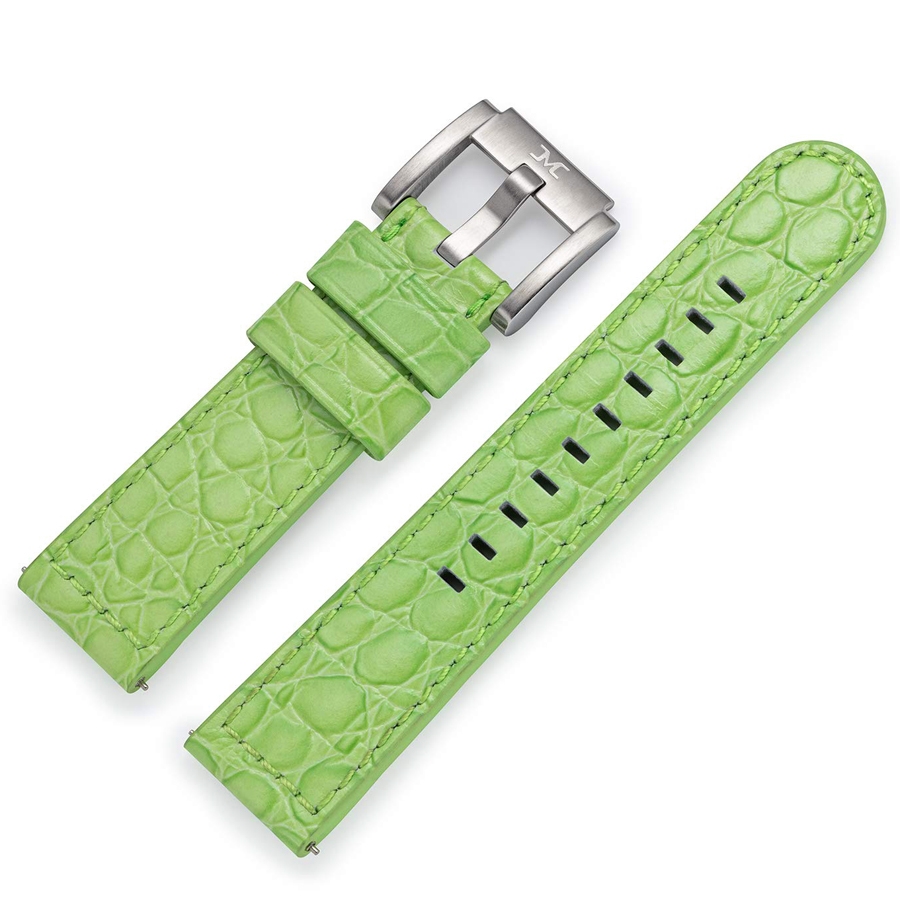 Marc Coblen / TW Steel Uhrenarmband Leder Alligator Hellgrün 22mm