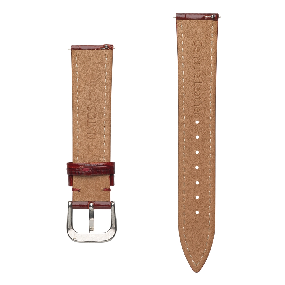 Kalbsleder Crocograin Uhrenarmband Glänzend Weinrot