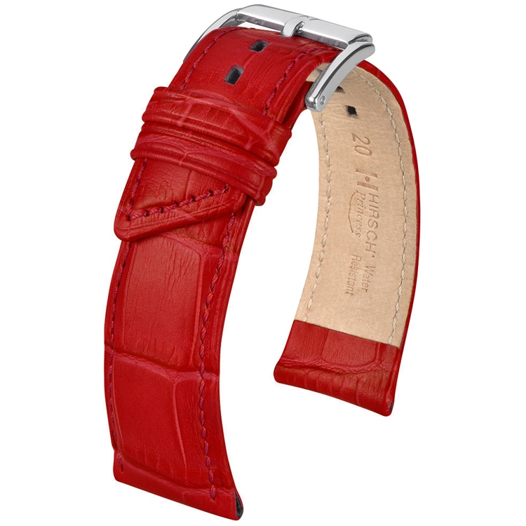 Hirsch Princess Uhrenarmband Alligatorgrain Rot