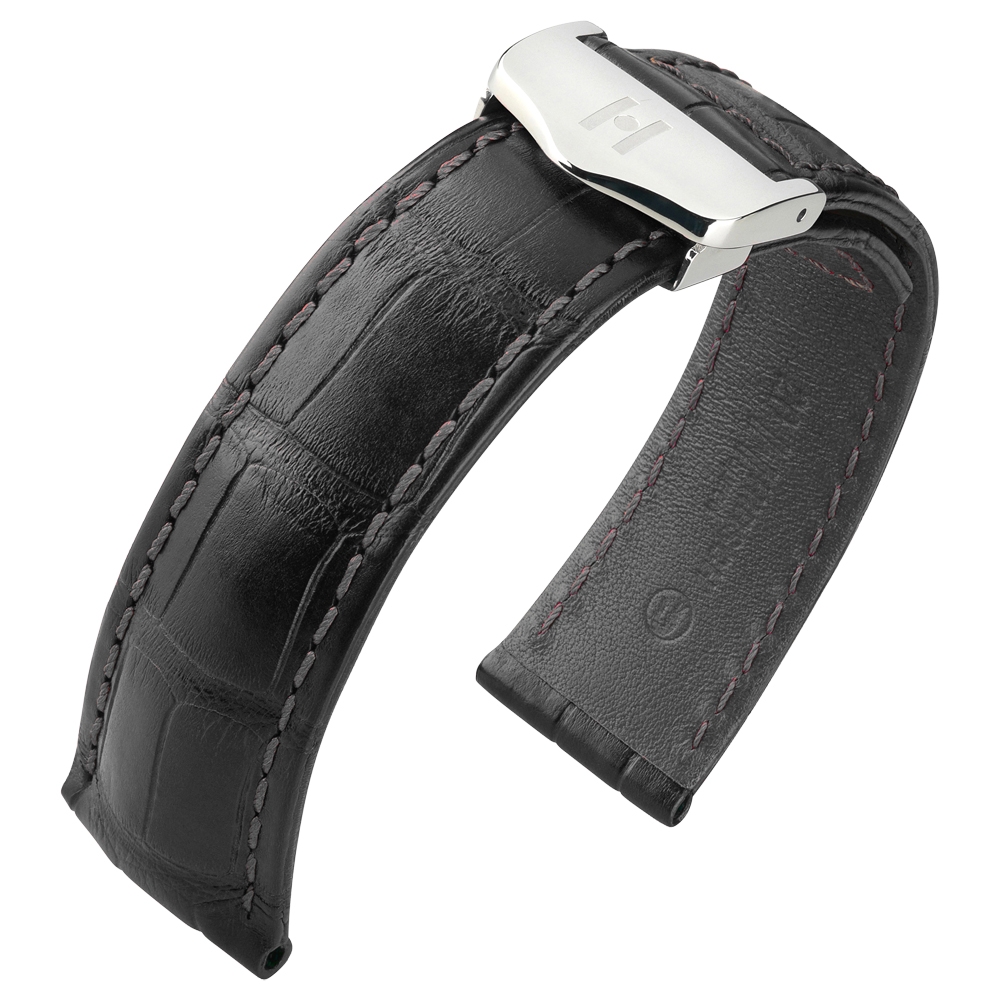 Uhrenarmband für TAG Heuer Faltschliesse - Hirsch Speed Louisiana Alligator Schwarz