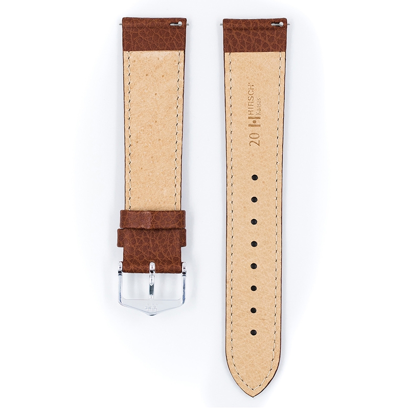 Hirsch Kansas Uhrenarmband Kalbsleder Büffelstruktur Goldbraun