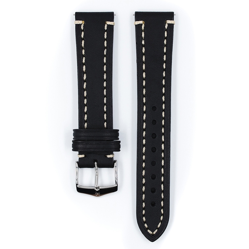 Hirsch Liberty Uhrenarmband Sattelleder Schwarz
