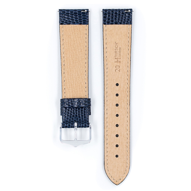 Hirsch Rainbow Uhrenarmband Lizardgrain Blau
