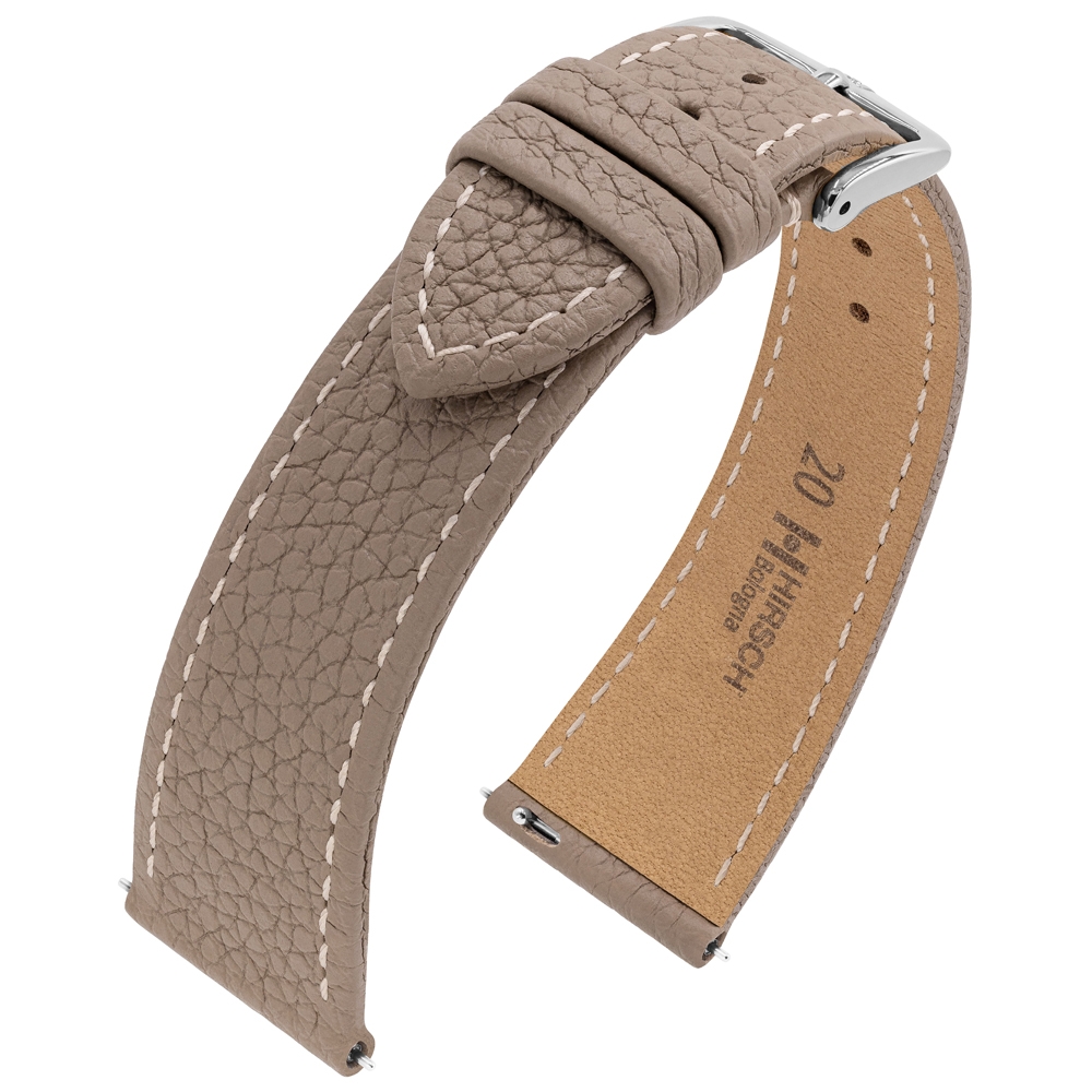 Hirsch Bologna Uhrenarmband Strukturiertes Epsom Kalbsleder Taupe