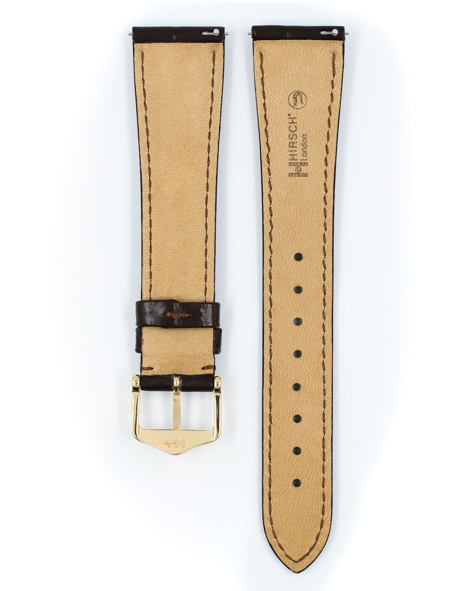 Hirsch London Louisiana Uhrenarmband Alligator Matt Dunkelbraun