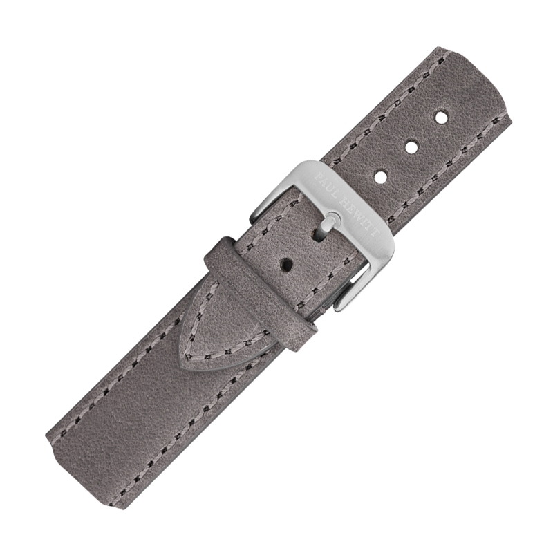 Paul Hewitt Leder Uhrenarmband Grau mit Stahlschliesse 20mm