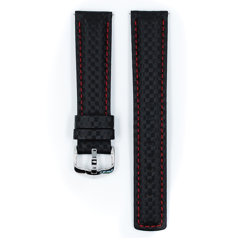 Hirsch Carbon 100 m Water-Resistant Schwarz mit Roter Naht