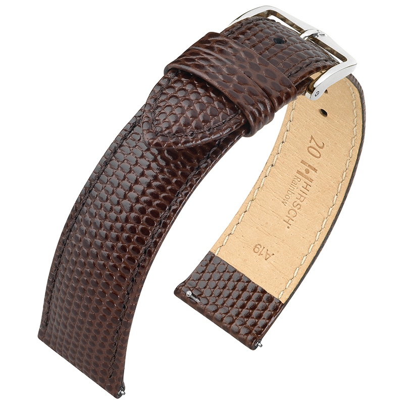 Hirsch Rainbow Uhrenarmband Lizardgrain Braun