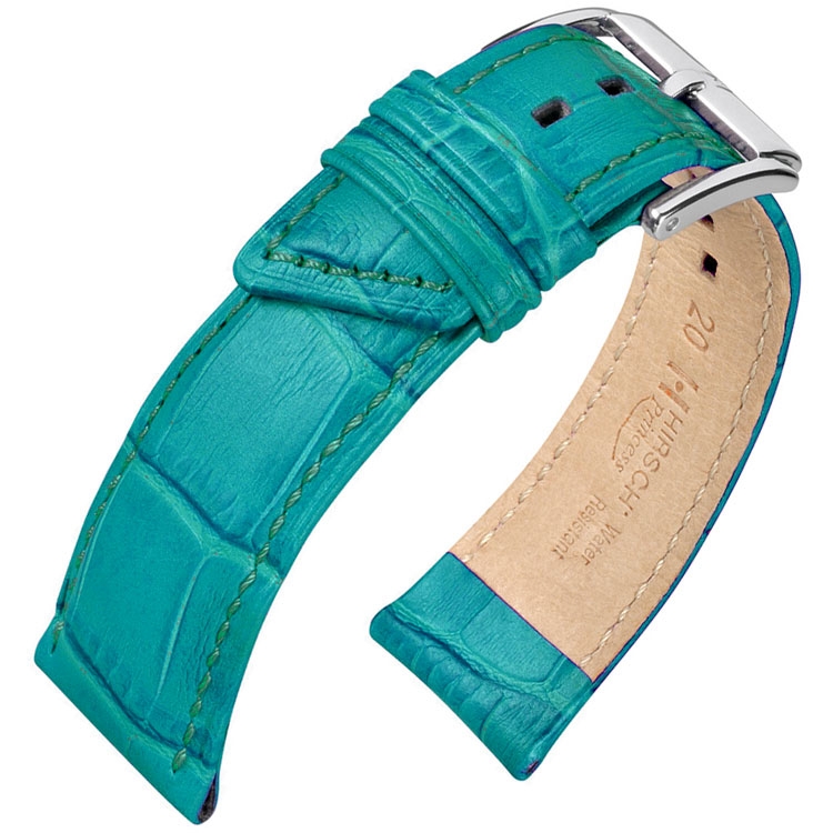 Hirsch Princess Uhrenarmband Alligatorgrain Türkis