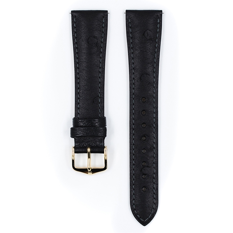 Hirsch Massai Uhrenarmband Straussenleder Schwarz
