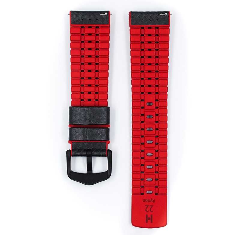 Hirsch Ayrton Performance Uhrenarmband Schwarz / Rot / Leder / Kautschuk 300m WR