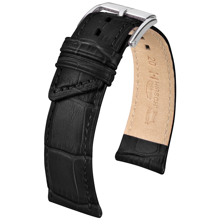 Hirsch Princess Uhrenarmband Alligatorgrain Schwarz
