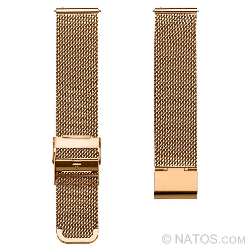 Milanaise Mesh Uhrenarmband 0.6 Fein Gewebter Stahl Rosegoldfarbig mit Sicherheitsverschluss
