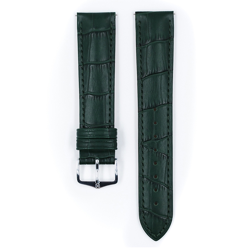 Hirsch Duke Uhrenarmband Alligatorgrain Grün