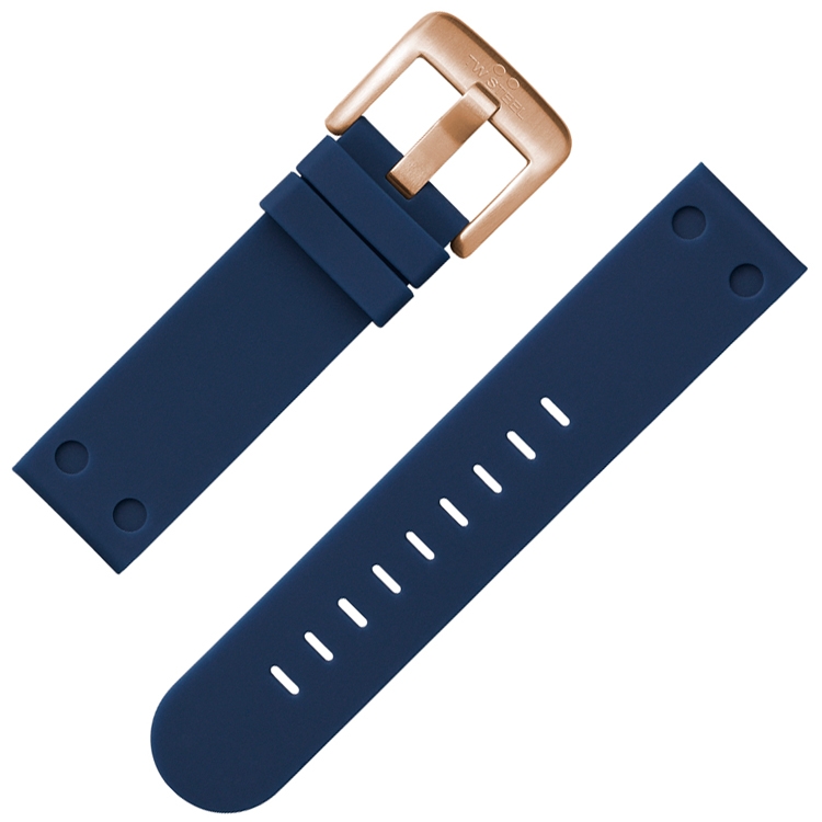 TW Steel Uhrenarmband Gummi Dunkelblau Rosegoldene Schliesse 24 mm