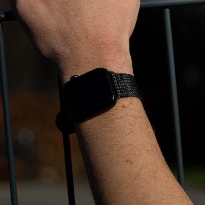 Apple Watch Two Piece NATO Nylon Uhrenarmband Schwarz